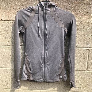 ALO YOGA Athletic Gray Zip Up Hoodie Jacket SZ XS